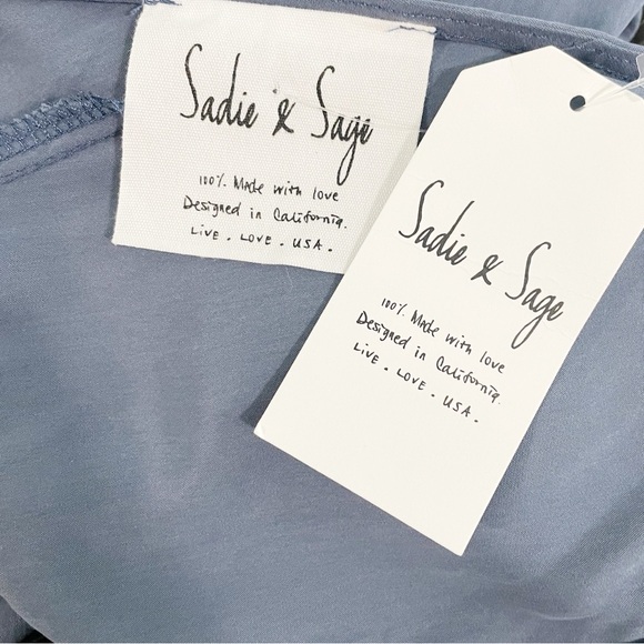 Sadie & Sage Deep V Plunge Romper Shorts Set Soft Indigo Blue NWT Anthropologie - Picture 11 of 12